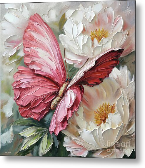 Butterfly Metal Print featuring the painting Dreamy Pink Butterfly by Tina LeCour