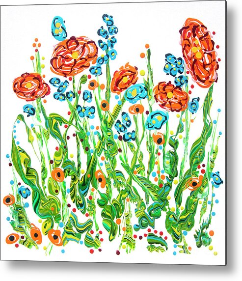 Fluid Acrylic Painting Metal Print featuring the painting Early Spring Garden by Jane Crabtree