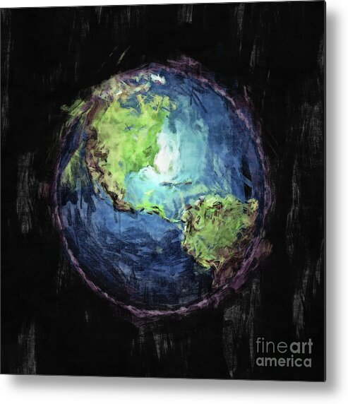 Earth Metal Print featuring the digital art Earth And Space by Phil Perkins