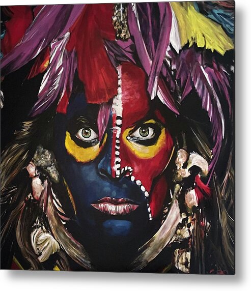Portrait Metal Print featuring the painting Eat Em And Smile by Joel Tesch