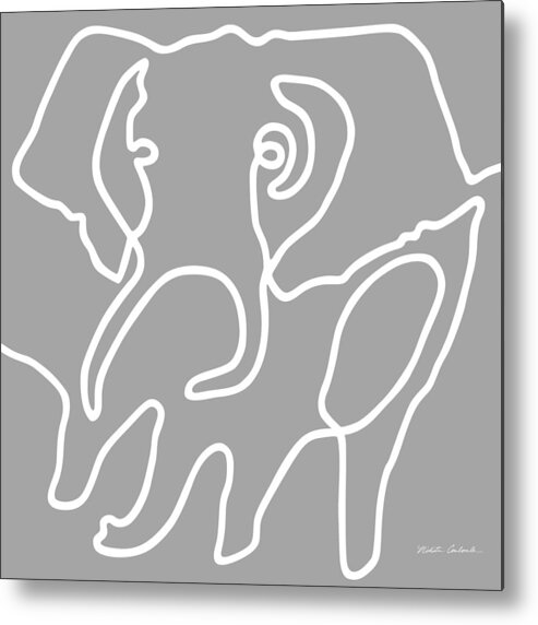 Nikita Coulombe Metal Print featuring the painting Elephant I light grey by Nikita Coulombe