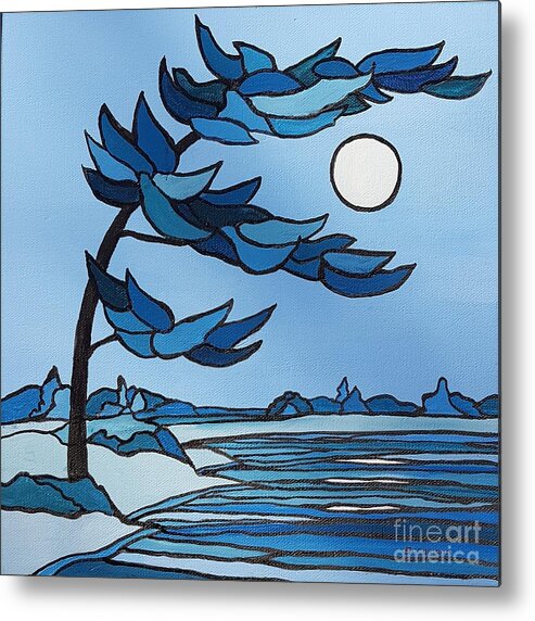 Trees Metal Print featuring the painting Embrace the Moon by Petra Burgmann