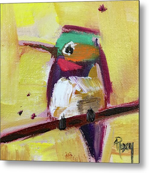 Hummingbird Metal Print featuring the painting Emerald Crested Hummingbird by Roxy Rich