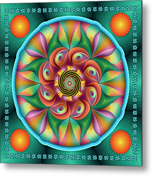 Harmony Mandalas Metal Print featuring the digital art Emerald Sunfish by Becky Titus