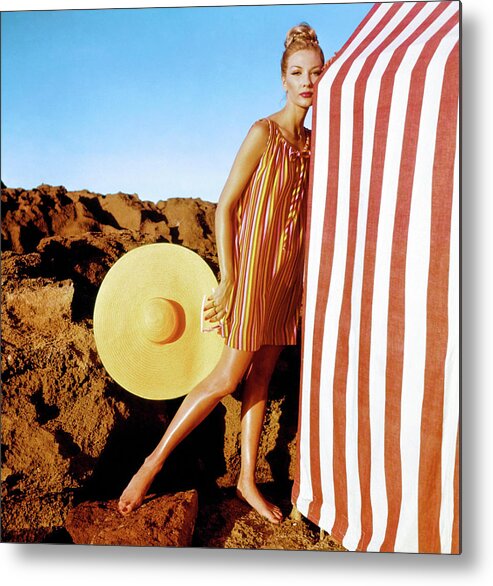 Fashion Metal Print featuring the photograph Evelyn Tripp With a Sally Victor Hat by Louise Dahl-Wolfe