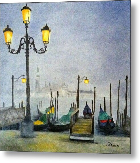 Venice Metal Print featuring the painting Evening in Venice by Juliette Becker