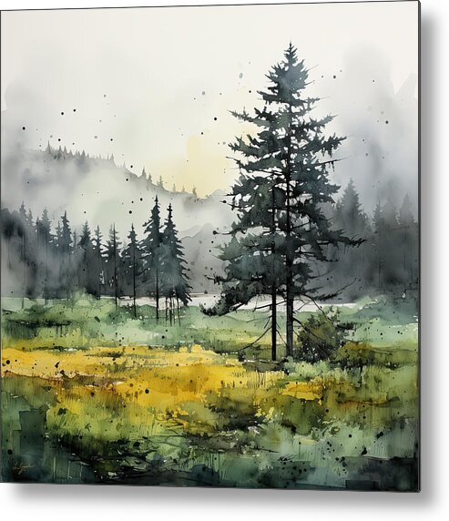 Evergreen Art Metal Print featuring the painting Evergreen Magic by Lourry Legarde