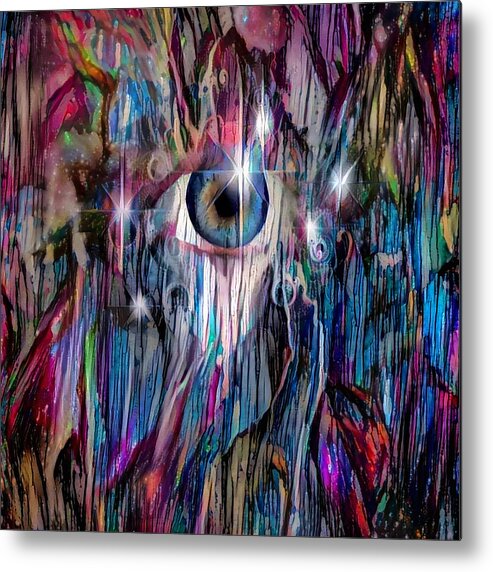 Abstract Metal Print featuring the digital art Eye in colorful space by Bruce Rolff