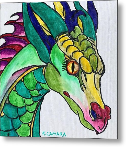 Pets Metal Print featuring the painting Eye of the Dragon by Kathie Camara