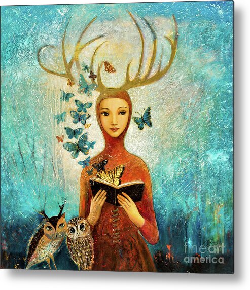  Metal Print featuring the painting Faerae Forest Story by Shijun Munns