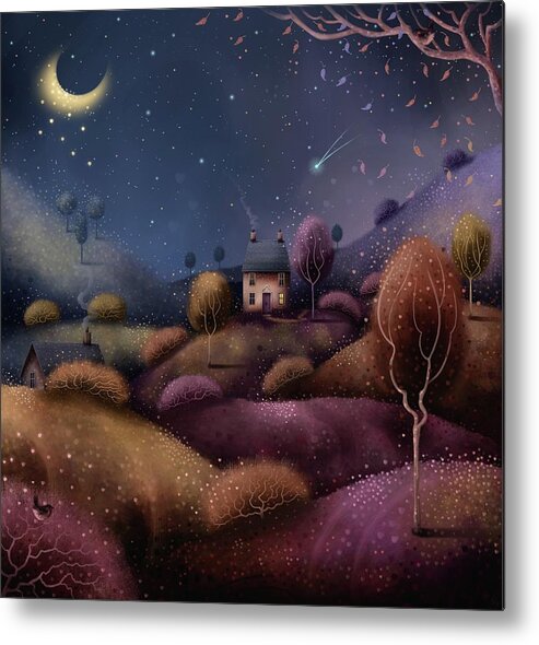 Autumn Art Metal Print featuring the painting Fall Cottage by Joe Gilronan