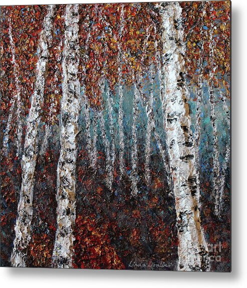 Trees Metal Print featuring the painting Fall Jewels by Linda Donlin
