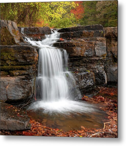 Arkansas Waterfall Metal Print featuring the photograph Fall Splendor At Natural Dam Falls in Northwest Arkansas by Gregory Ballos