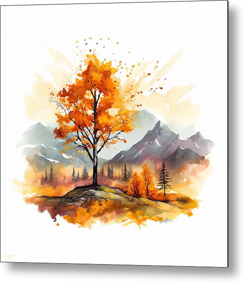 Four Seasons Metal Print featuring the digital art Fallen Leaves - Four Seasons Wall Art by Lourry Legarde