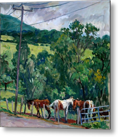 Horses Metal Print featuring the painting Farm Horses/ Berkshires by Thor Wickstrom