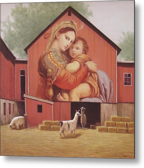 Realism Metal Print featuring the painting Farm by Zusheng Yu