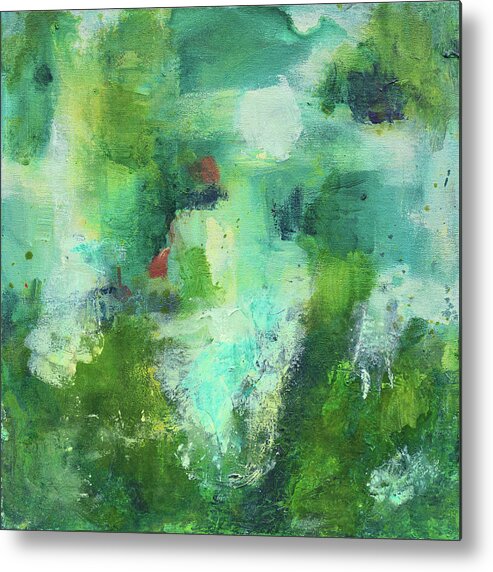 Abstract Metal Print featuring the painting Feeling Green by Maria Meester