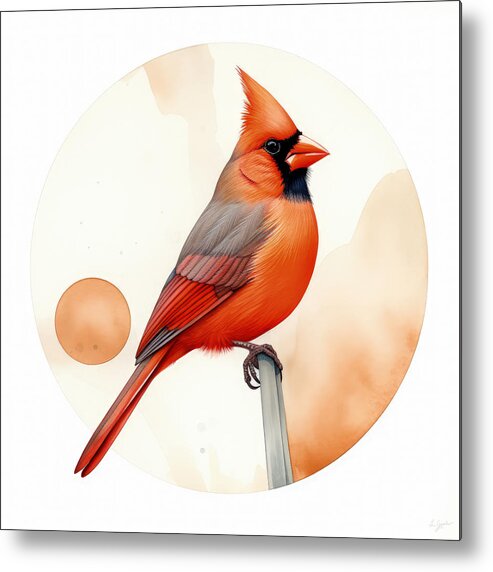 Cardinal Metal Print featuring the painting Female Cardinal Bird by Lourry Legarde