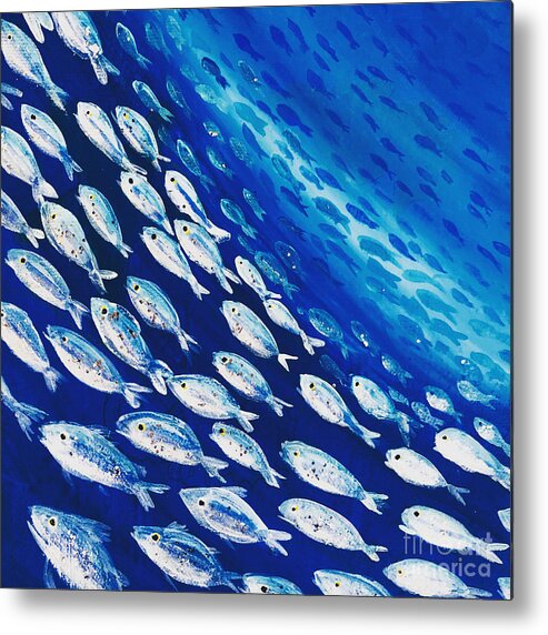Fish-swirl Metal Print featuring the painting Fish Swirl by Midge Pippel
