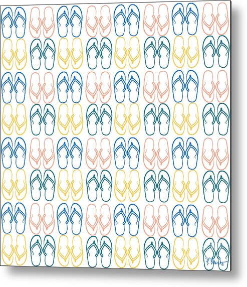 Watercolor Metal Print featuring the painting Flip Flop Outlines by Paul Brent