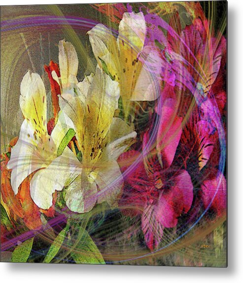 Floral Metal Print featuring the digital art Floral Inspiration - Square Version by Studio B Prints