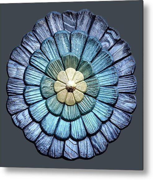 Floral Metal Print featuring the painting Floral Mandala Blue by Denny McNeill