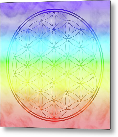 Flower Of Life Metal Print featuring the digital art Flower of Life 1 by Angie Tirado