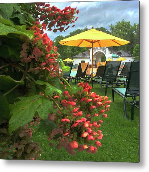 Umbrella Metal Print featuring the painting Flowers and Shade by Dorsey Northrup