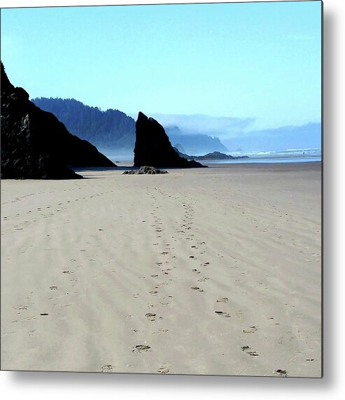 Landscape Metal Print featuring the photograph Footprints In The Sand by Melinda Firestone-White