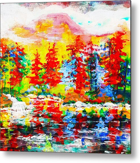 Traditional Painting Metal Print featuring the painting Forest of Color by Rose Lewis