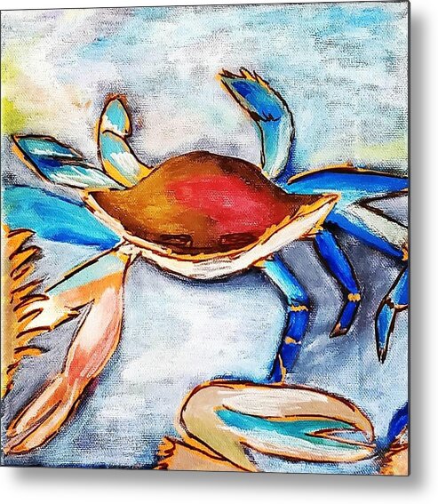 Crab Metal Print featuring the painting Fresh Catch by Amy Kuenzie