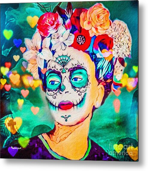 Frida Art Metal Print featuring the painting Frida Kahlo 3 by Linda Weinstock
