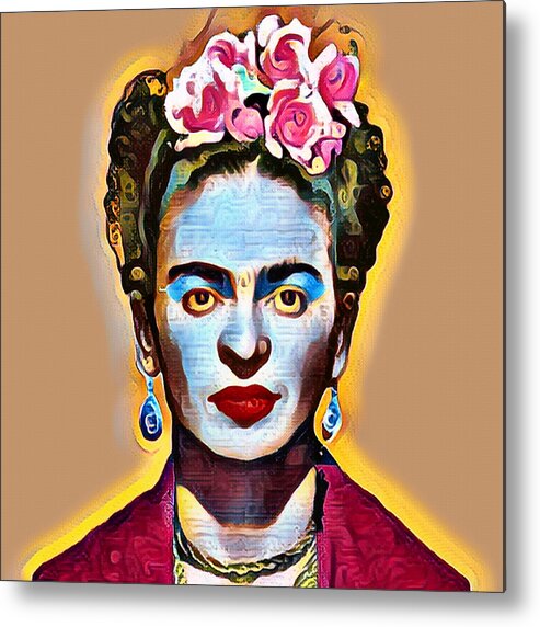 Frida Kahlo De Rivera Metal Print featuring the painting Frida Kahlo Andy Warhol 2 Pop by Tony Rubino