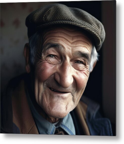 Man Metal Print featuring the digital art Friendly Old Man Portrait 01 by Matthias Hauser