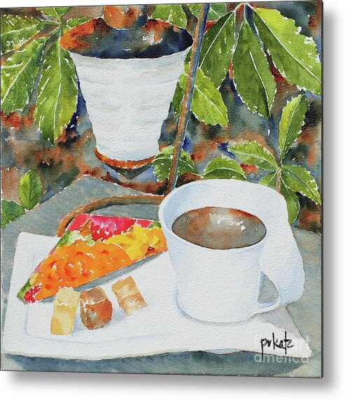 Impressionism Metal Print featuring the painting Fudge In The Garden by Pat Katz