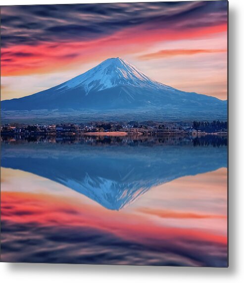 Mountain Metal Print featuring the photograph Fuji Sunset by Manjik Pictures