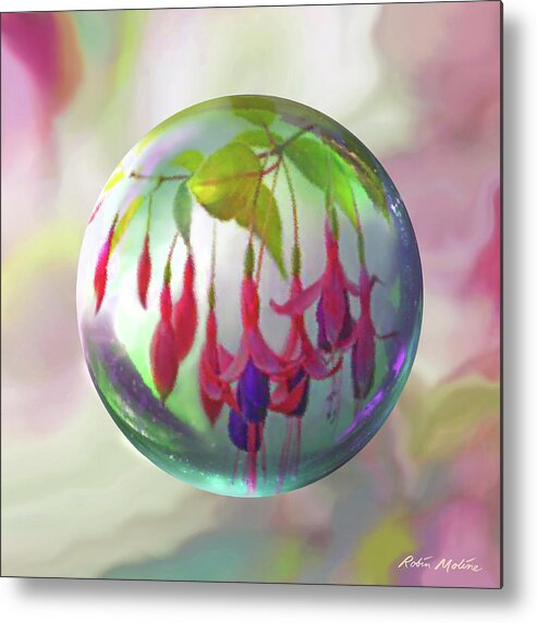 Fuchsia Metal Print featuring the painting Fuschia Say by Robin Moline