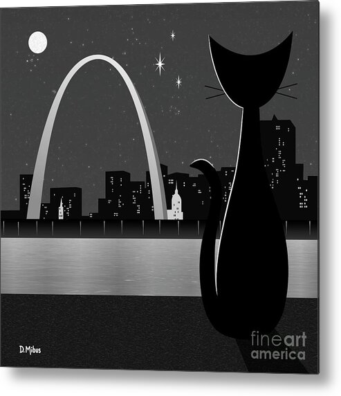 Mid Century Cat Metal Print featuring the digital art Gateway Arch St. Louis Missouri by Donna Mibus