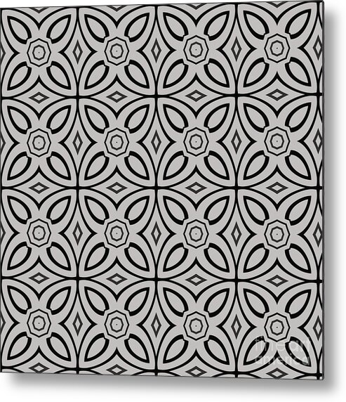 Patterns Metal Print featuring the digital art Geometric Designer Patter 395 - Grey Black by Philip Preston
