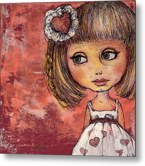 Love Metal Print featuring the mixed media Girl of Hearts by AnneMarie Welsh