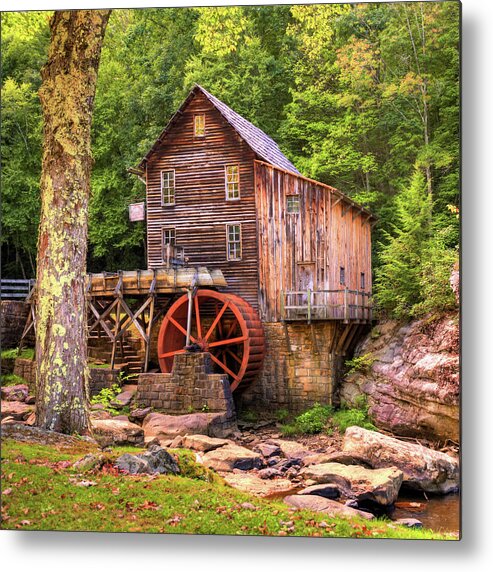 Glade Creek Mill Metal Print featuring the photograph Glade Creek Grist Mill of the Appalachian Mountains 1x1 by Gregory Ballos