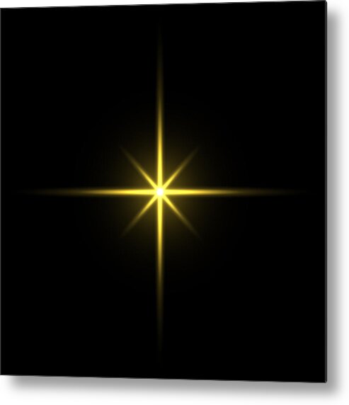 Christmas Ornament Metal Print featuring the drawing Gold light star on black background by Dimitris66