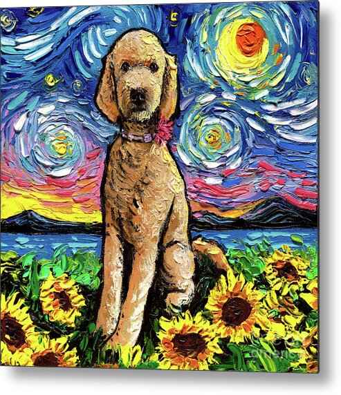 Golden Doodle Metal Print featuring the painting Golden Doodle Night 2 by Aja Trier