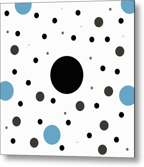 Black Metal Print featuring the digital art Graphic Polka Dots by Amelia Pearn