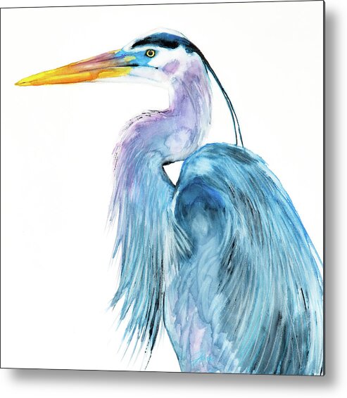 Great Blue Heron Metal Print featuring the mixed media Great Blue Heron 2 by Jani Freimann