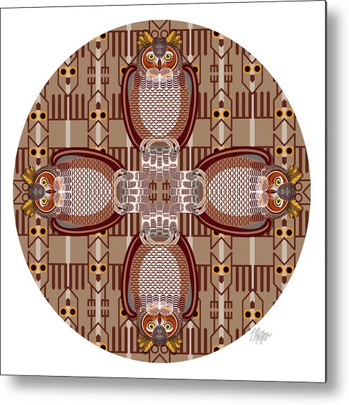 Great Horned Owl Metal Print featuring the digital art Great Horned Owl Mandala by Tim Phelps