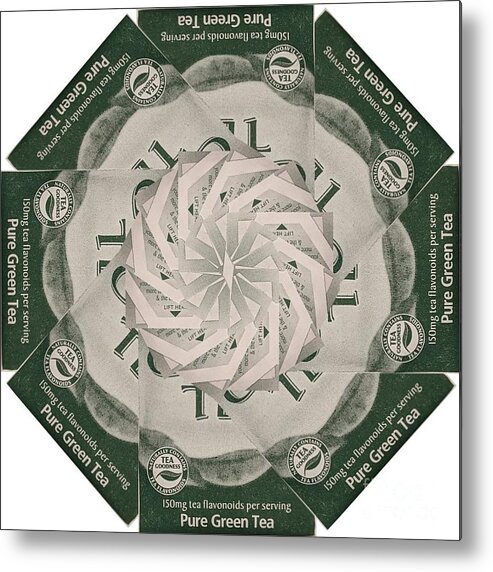 Green Tea Packet Metal Print featuring the digital art Green Tea Packet Floret by Lori Kingston