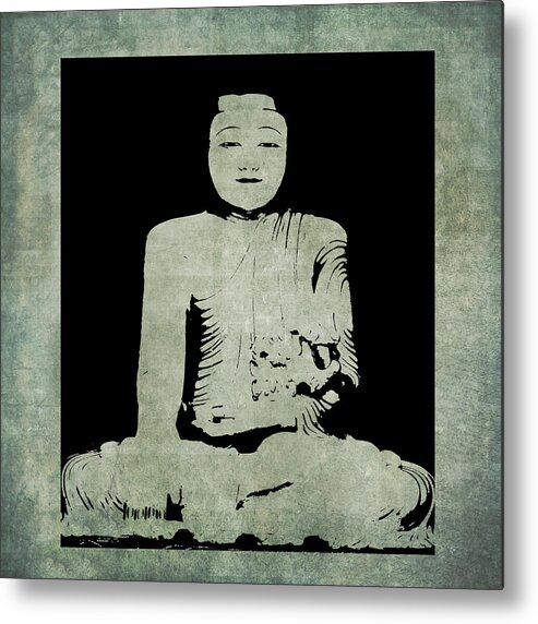Green Tranquil Buddha Metal Print featuring the mixed media Green Tranquil Buddha by Kandy Hurley