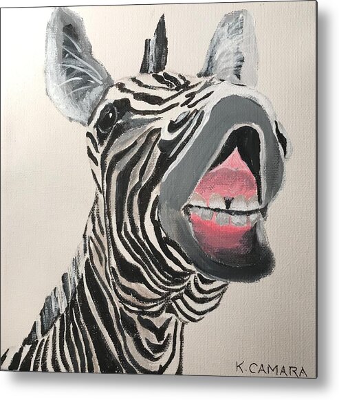Pets Metal Print featuring the painting Ha Ha Zebra by Kathie Camara