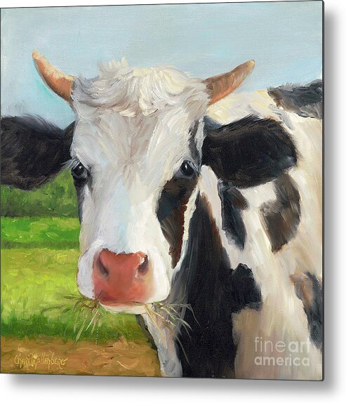 Cow Wall Art Metal Print featuring the painting Handel by Cheri Wollenberg